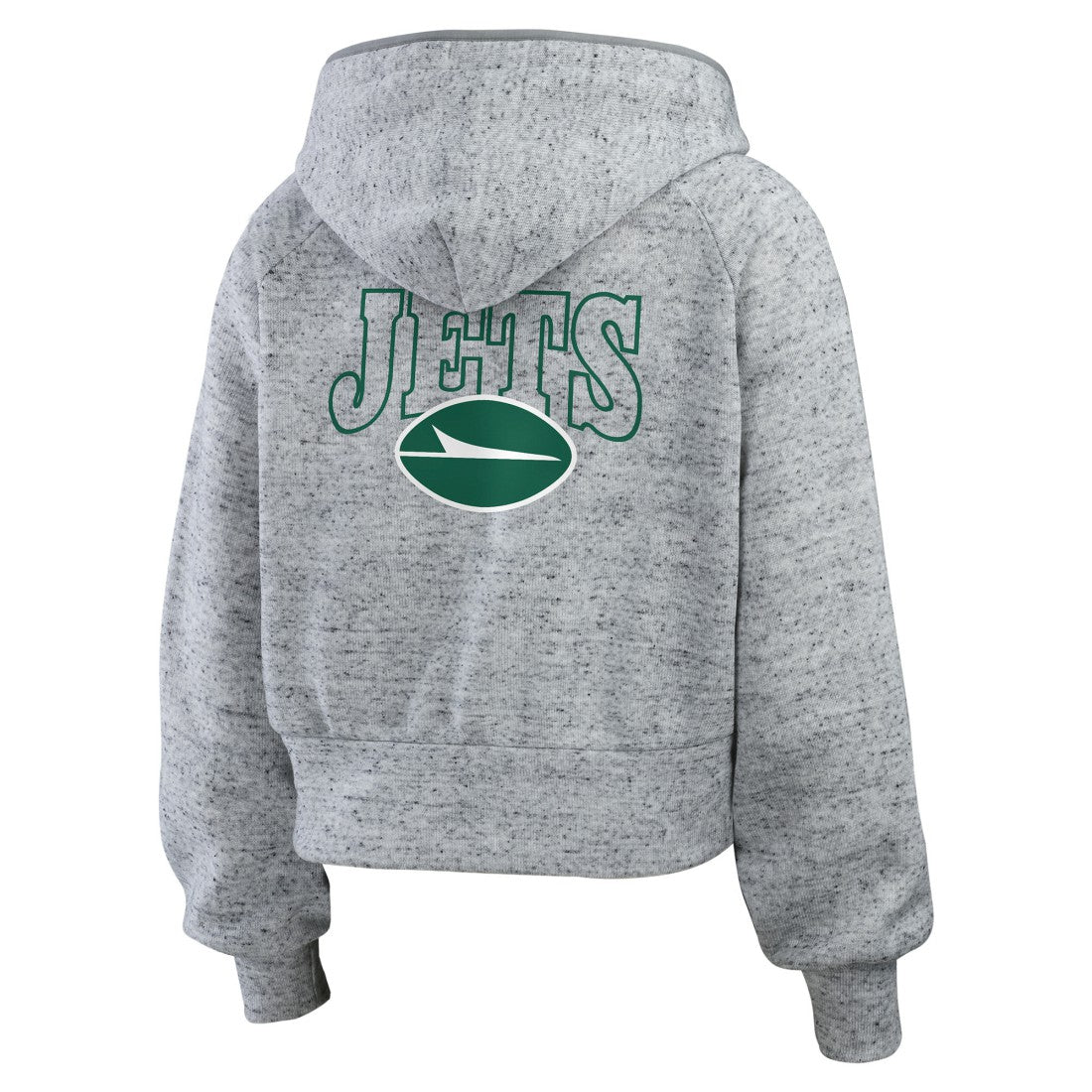New York Jets WEAR by Erin Andrews Women's Speckled Fleece Cropped Full-Zip Hoodie - Heather Gray - NFL
