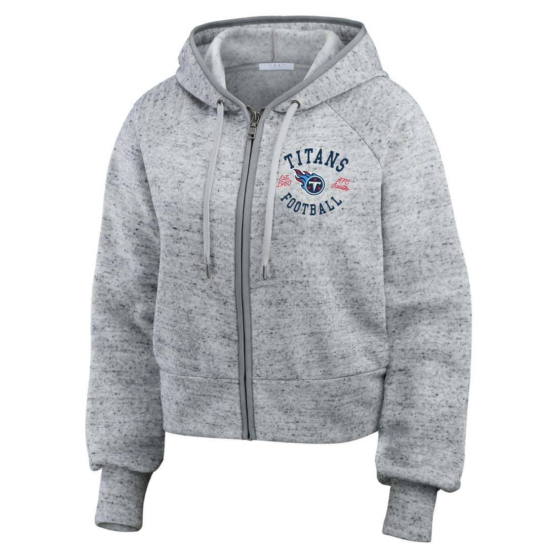 Tennessee Titans WEAR by Erin Andrews Women's Speckled Fleece Cropped Full-Zip Hoodie - Heather Gray - NFL