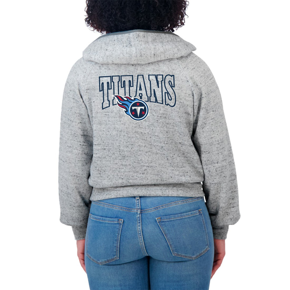 Tennessee Titans WEAR by Erin Andrews Women's Speckled Fleece Cropped Full-Zip Hoodie - Heather Gray - NFL