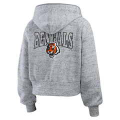 Cincinnati Bengals WEAR by Erin Andrews Women's Speckled Fleece Cropped Full-Zip Hoodie - Heather Gray - NFL