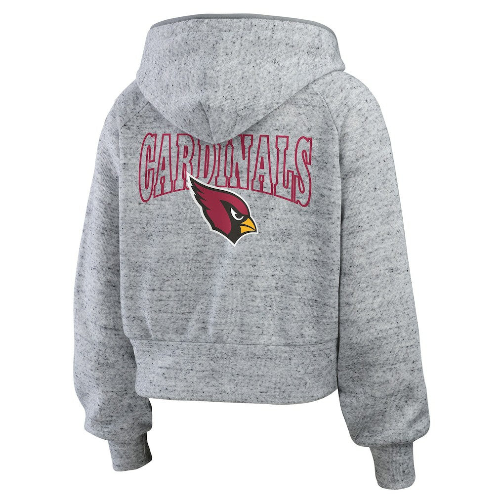 Arizona Cardinals WEAR by Erin Andrews Women's Speckled Fleece Cropped Full-Zip Hoodie - Heather Gray - NFL