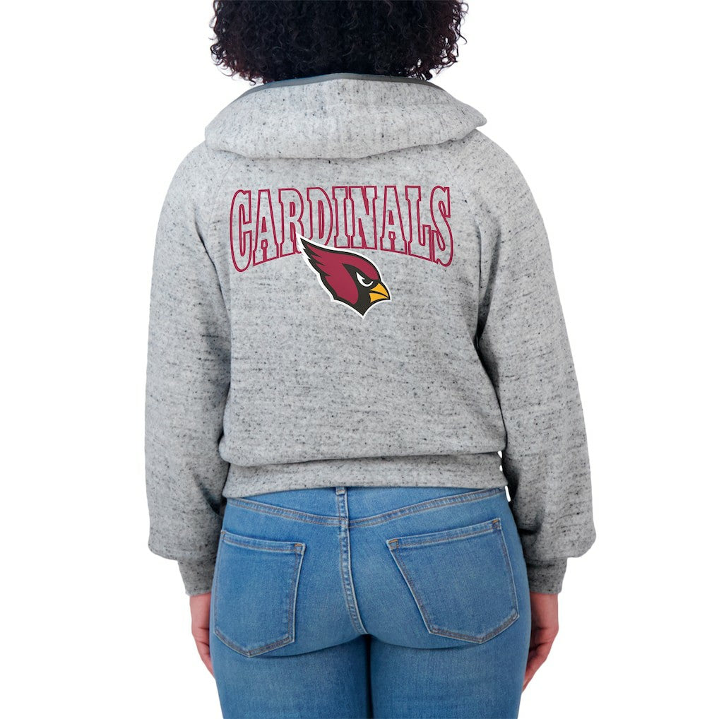 Arizona Cardinals WEAR by Erin Andrews Women's Speckled Fleece Cropped Full-Zip Hoodie - Heather Gray - NFL
