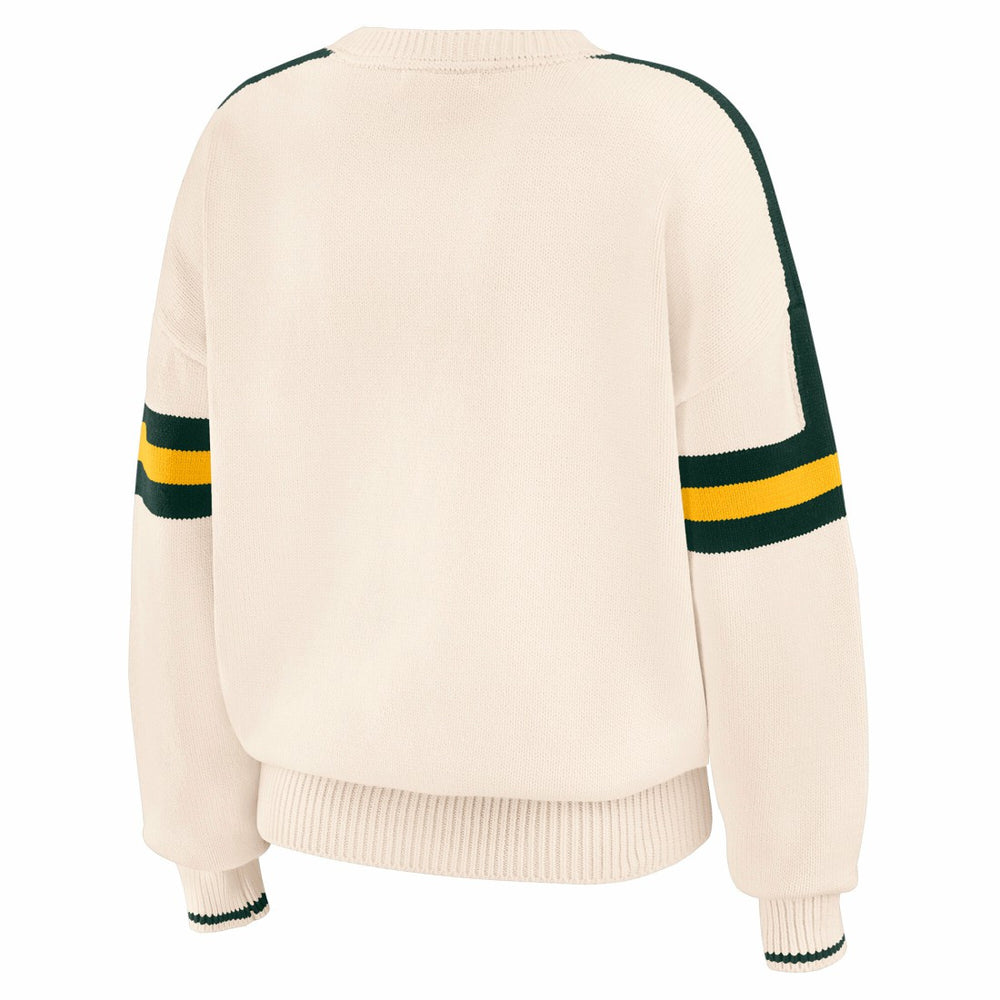 Green Bay Packers WEAR by Erin Andrews Women's Stripe Pullover Sweater - Cream - NFL