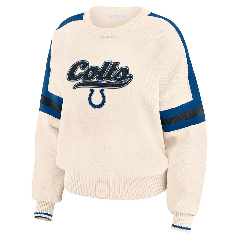 Indianapolis Colts WEAR by Erin Andrews Women's Stripe Pullover Sweater - Cream - NFL