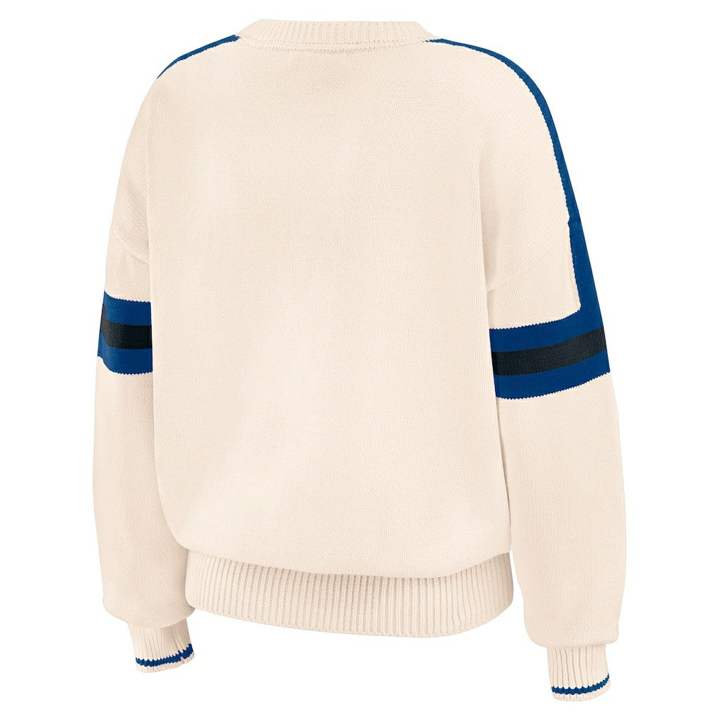 Indianapolis Colts WEAR by Erin Andrews Women's Stripe Pullover Sweater - Cream - NFL
