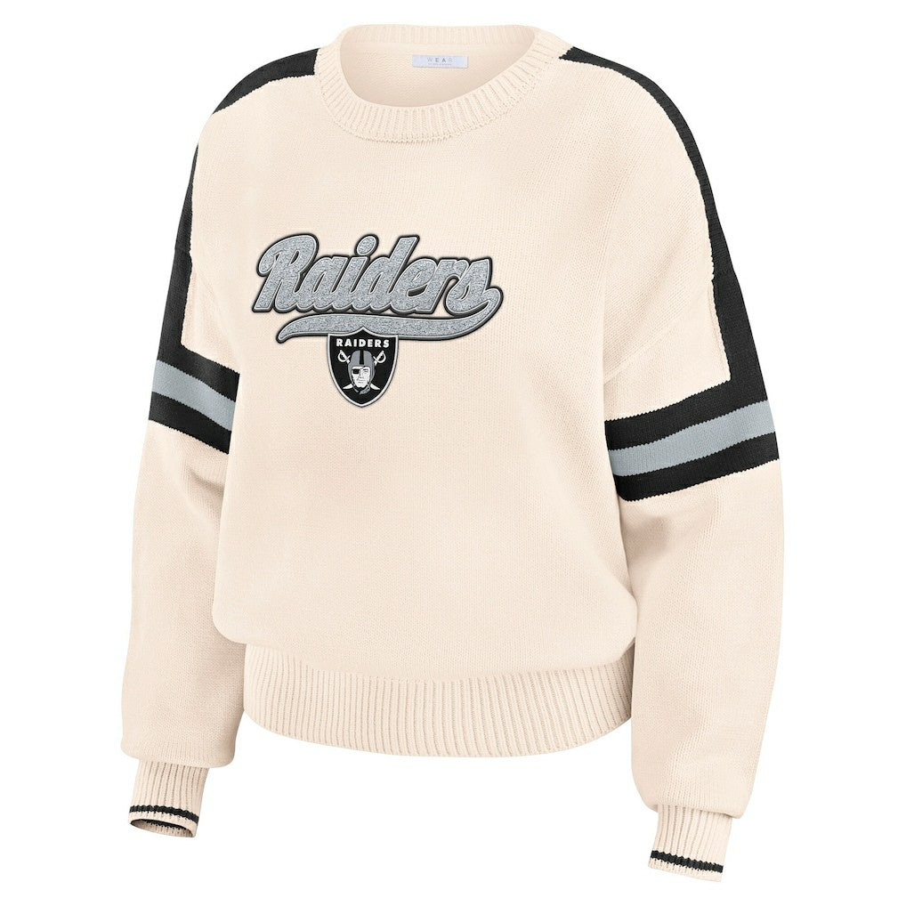 Las Vegas Raiders WEAR by Erin Andrews Women's Stripe Pullover Sweater - Cream - NFL