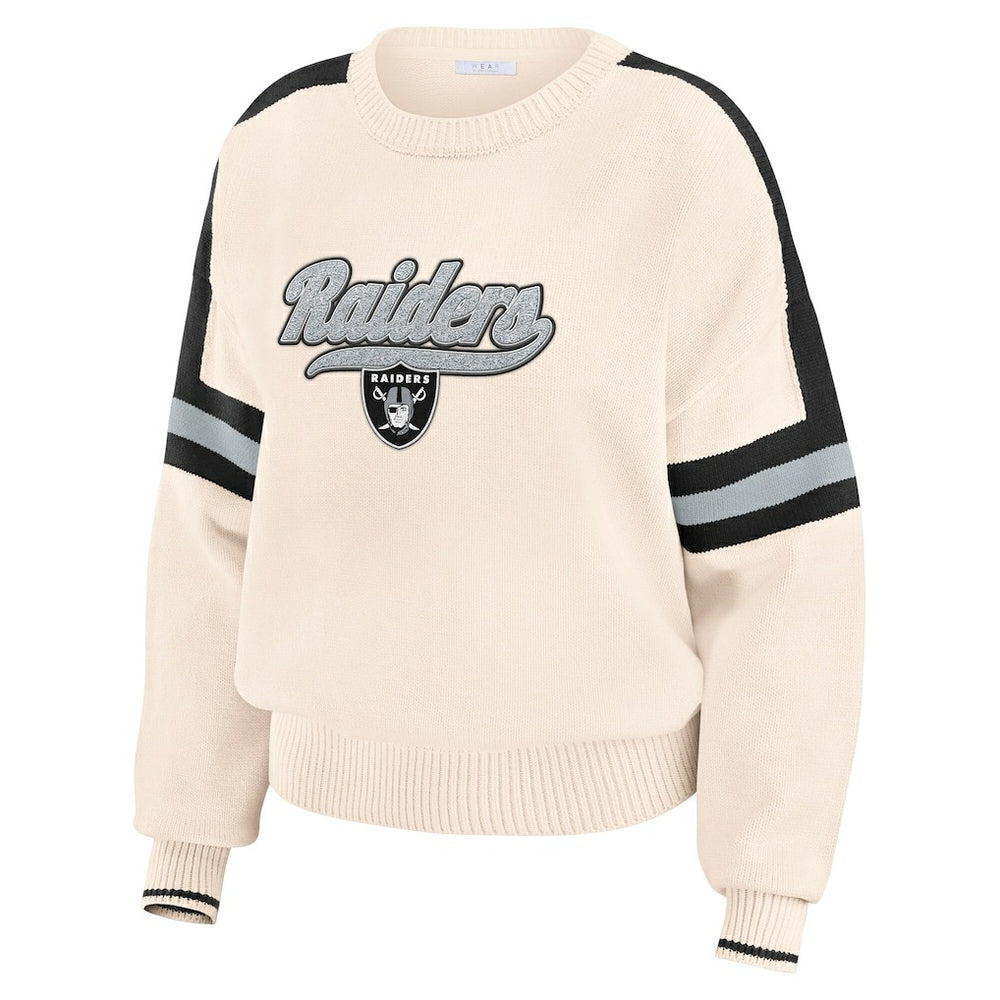 Las Vegas Raiders WEAR by Erin Andrews Women's Stripe Pullover Sweater - Cream - NFL