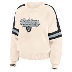 Las Vegas Raiders WEAR by Erin Andrews Women's Stripe Pullover Sweater - Cream - NFL