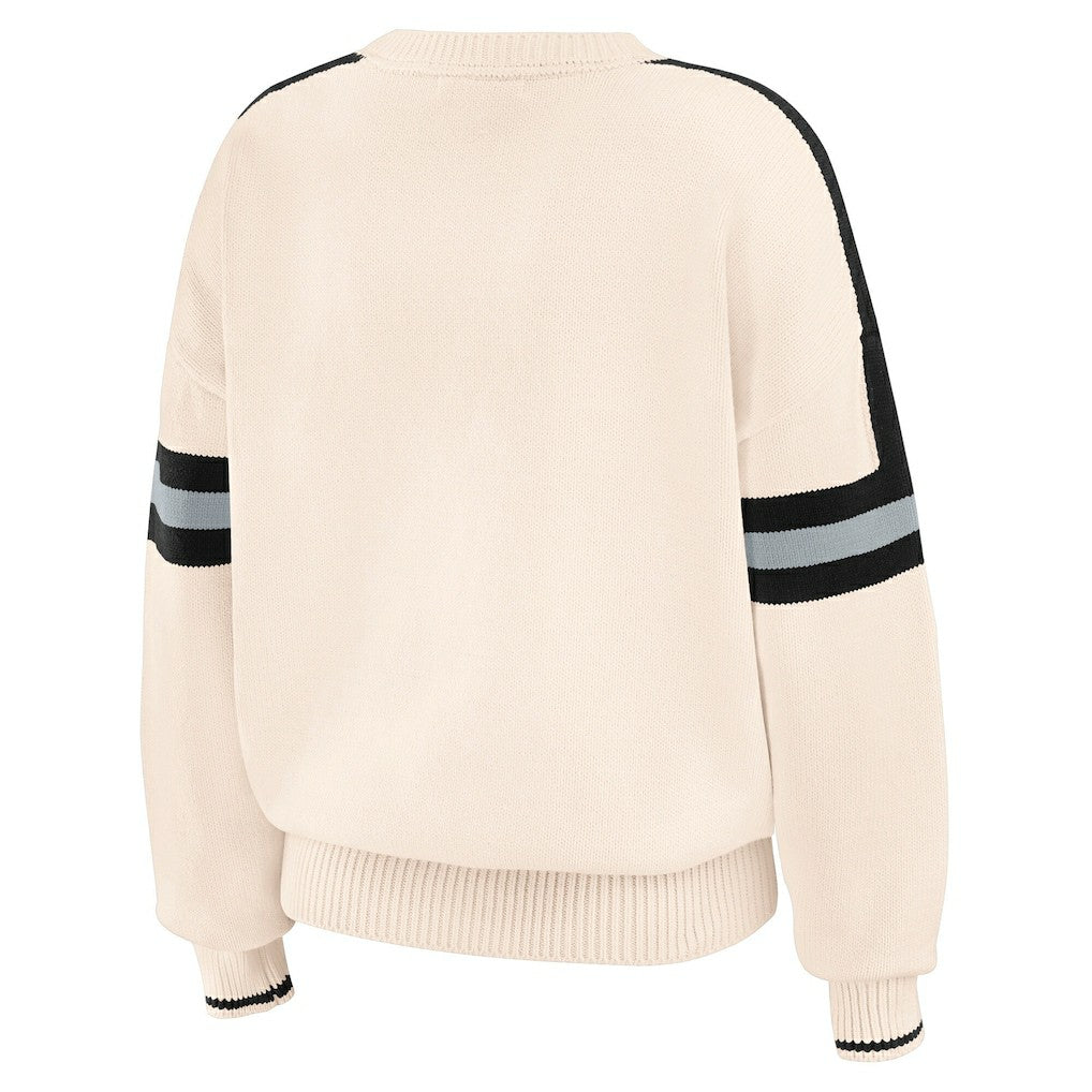 Las Vegas Raiders WEAR by Erin Andrews Women's Stripe Pullover Sweater - Cream - NFL