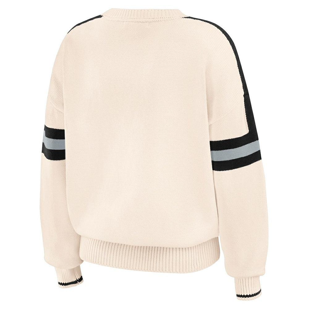 Las Vegas Raiders WEAR by Erin Andrews Women's Stripe Pullover Sweater - Cream - NFL