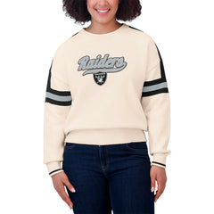 Las Vegas Raiders WEAR by Erin Andrews Women's Stripe Pullover Sweater - Cream - NFL