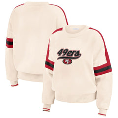 San Francisco 49ers WEAR by Erin Andrews Women's Stripe Pullover Sweater - Cream - NFL