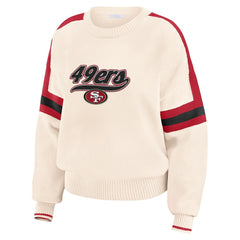 San Francisco 49ers WEAR by Erin Andrews Women's Stripe Pullover Sweater - Cream - NFL