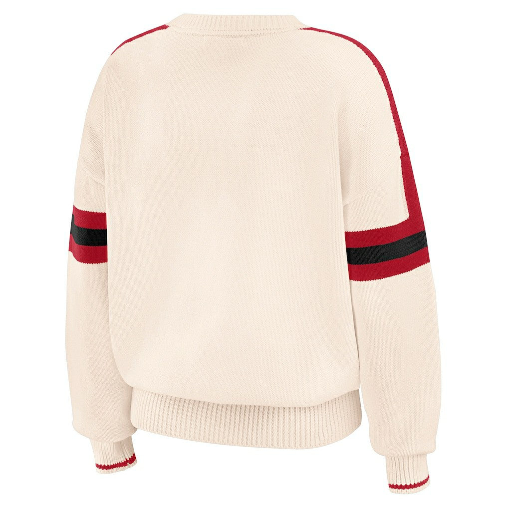 San Francisco 49ers WEAR by Erin Andrews Women's Stripe Pullover Sweater - Cream - NFL