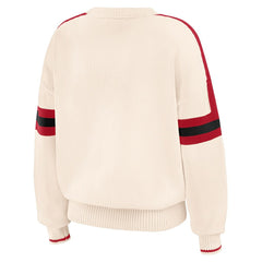 San Francisco 49ers WEAR by Erin Andrews Women's Stripe Pullover Sweater - Cream - NFL