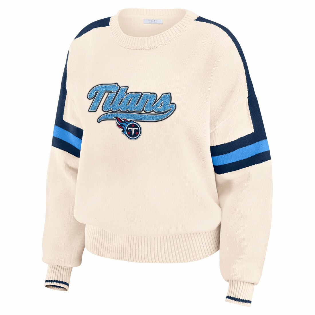 Tennessee Titans WEAR by Erin Andrews Women's Stripe Pullover Sweater - Cream - NFL