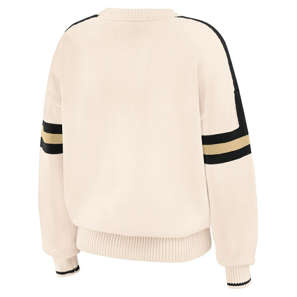 New Orleans Saints WEAR by Erin Andrews Women's Stripe Pullover Sweater - Cream - NFL