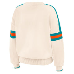 Miami Dolphins WEAR by Erin Andrews Women's Stripe Pullover Sweater - Cream - NFL