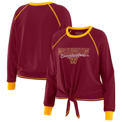 Washington Commanders WEAR by Erin Andrews Women's Tie-Front Long Sleeve T-Shirt - Burgundy - NFL