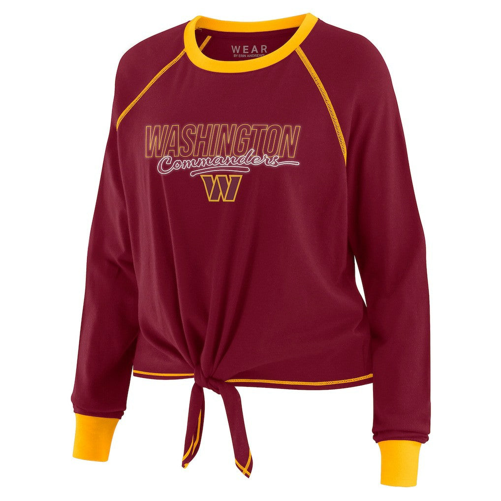 Washington Commanders WEAR by Erin Andrews Women's Tie-Front Long Sleeve T-Shirt - Burgundy - NFL