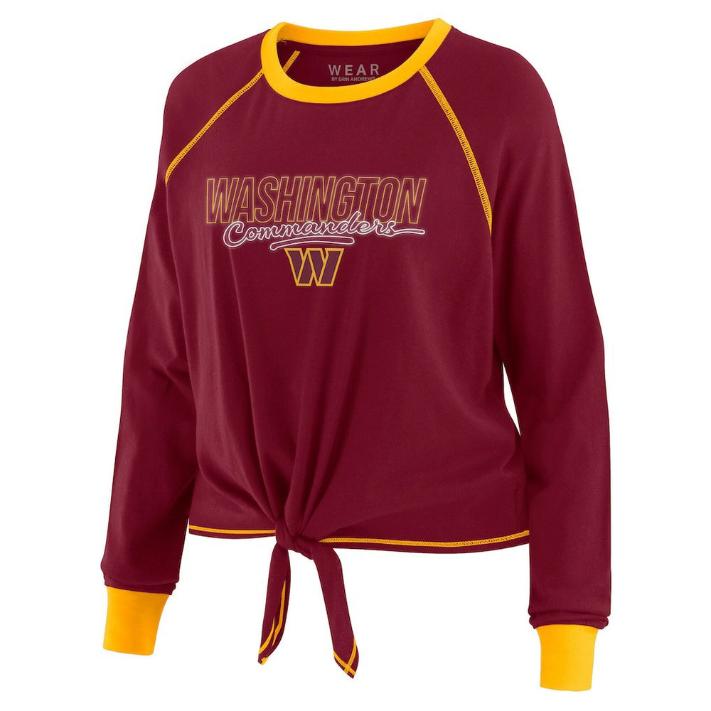 Washington Commanders WEAR by Erin Andrews Women's Tie-Front Long Sleeve T-Shirt - Burgundy - NFL