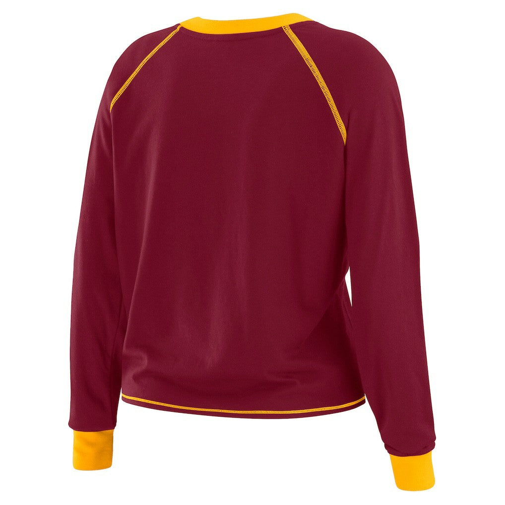 Washington Commanders WEAR by Erin Andrews Women's Tie-Front Long Sleeve T-Shirt - Burgundy - NFL