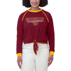 Washington Commanders WEAR by Erin Andrews Women's Tie-Front Long Sleeve T-Shirt - Burgundy - NFL