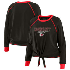 Kansas City Chiefs WEAR by Erin Andrews Women's Tie-Front Long Sleeve T-Shirt - Black - NFL