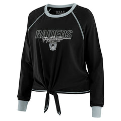 Las Vegas Raiders WEAR by Erin Andrews Women's Tie-Front Long Sleeve T-Shirt - Black - NFL
