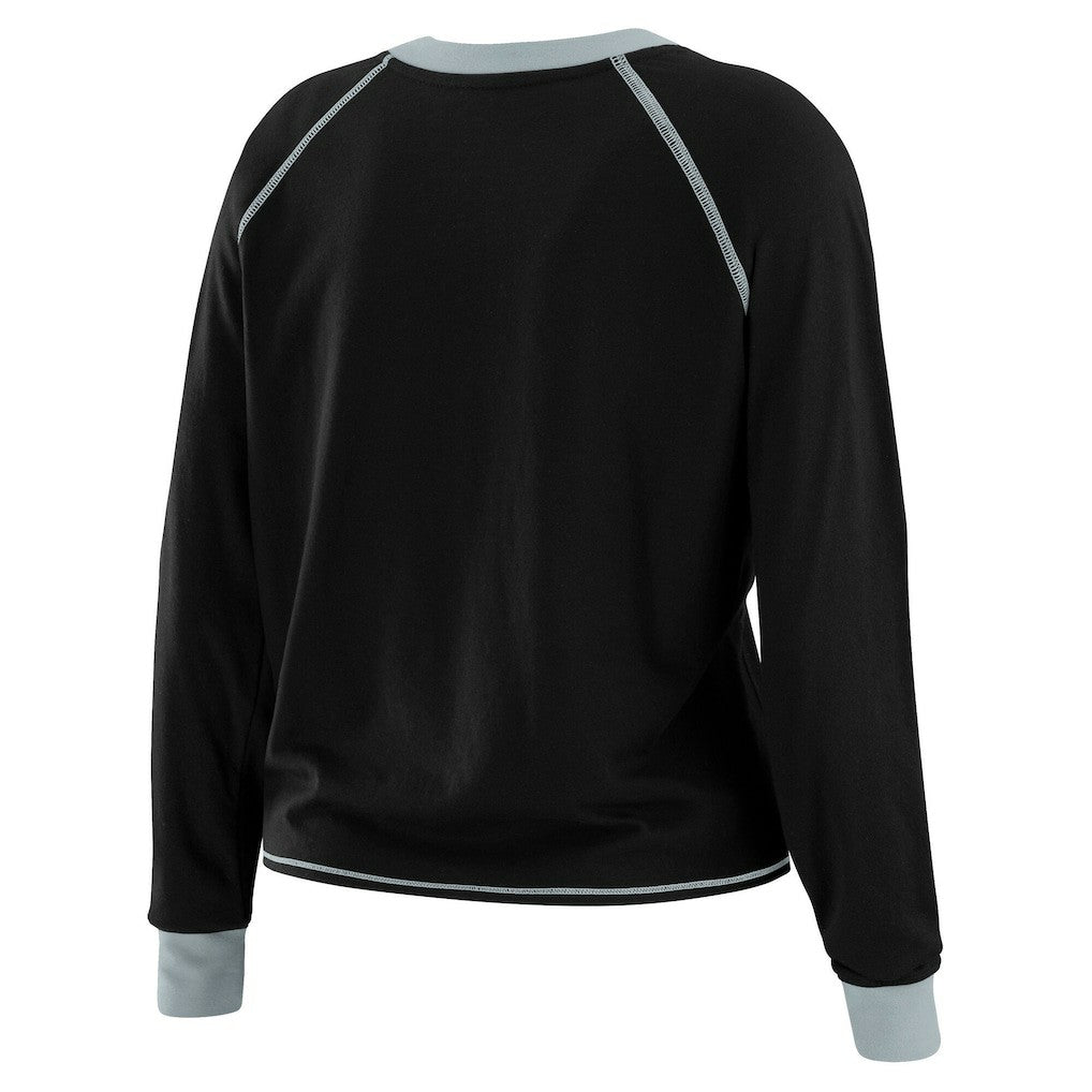 Las Vegas Raiders WEAR by Erin Andrews Women's Tie-Front Long Sleeve T-Shirt - Black - NFL