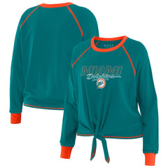 Miami Dolphins WEAR by Erin Andrews Women's Tie-Front Long Sleeve T-Shirt - Aqua - NFL