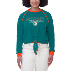Miami Dolphins WEAR by Erin Andrews Women's Tie-Front Long Sleeve T-Shirt - Aqua - NFL
