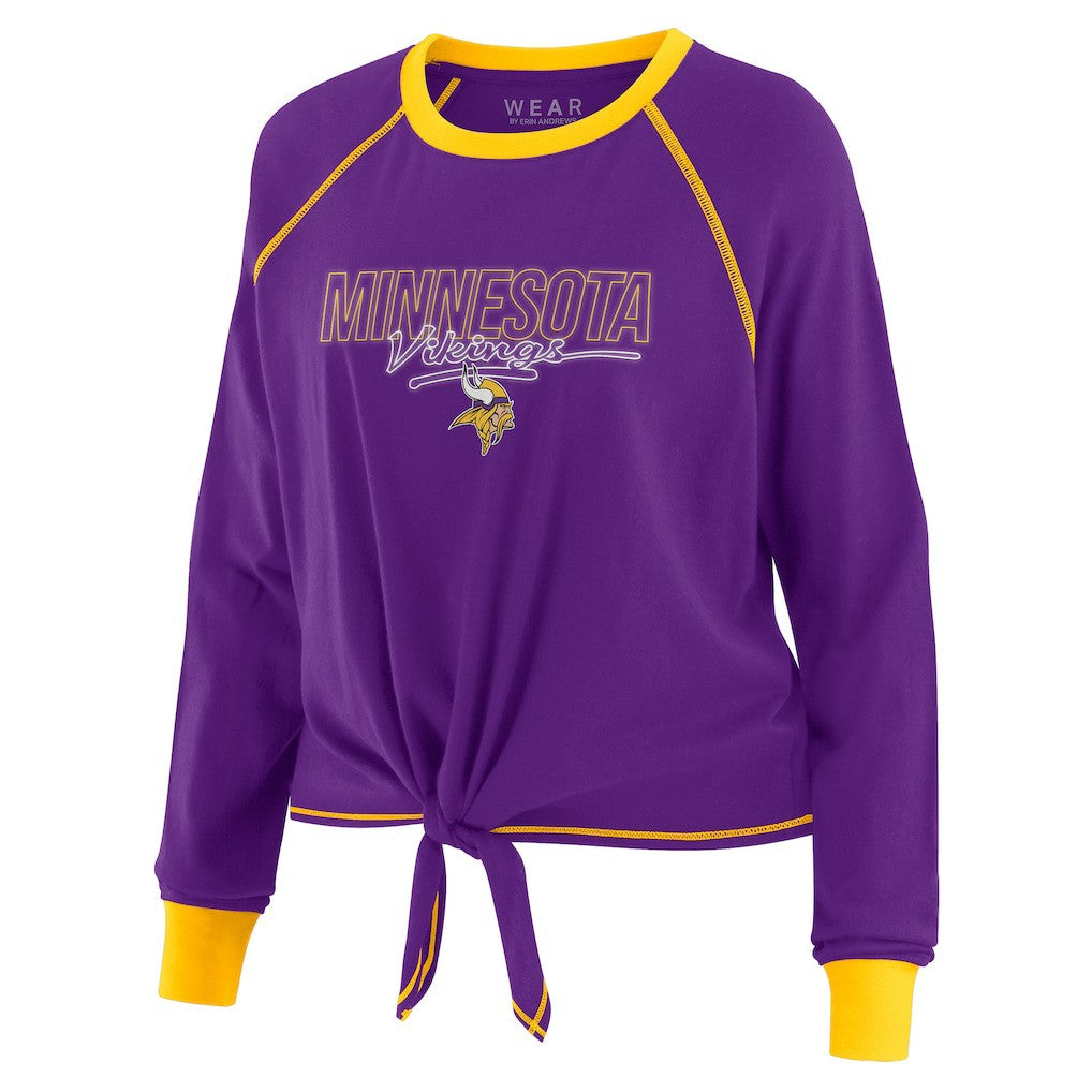 Minnesota Vikings WEAR by Erin Andrews Women's Tie-Front Long Sleeve T-Shirt - Purple - NFL