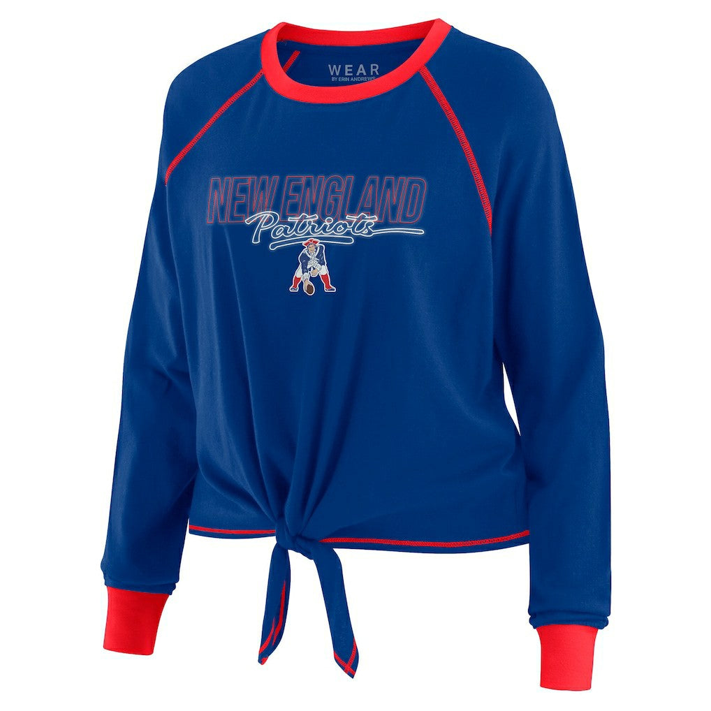 New England Patriots WEAR by Erin Andrews Women's Tie-Front Long Sleeve T-Shirt - Royal - NFL