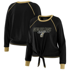 New Orleans Saints WEAR by Erin Andrews Women's Tie-Front Long Sleeve T-Shirt - Black - NFL
