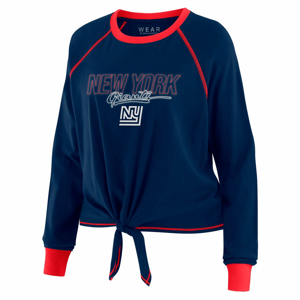 New York Giants WEAR by Erin Andrews Women's Tie-Front Long Sleeve T-Shirt - Royal - NFL