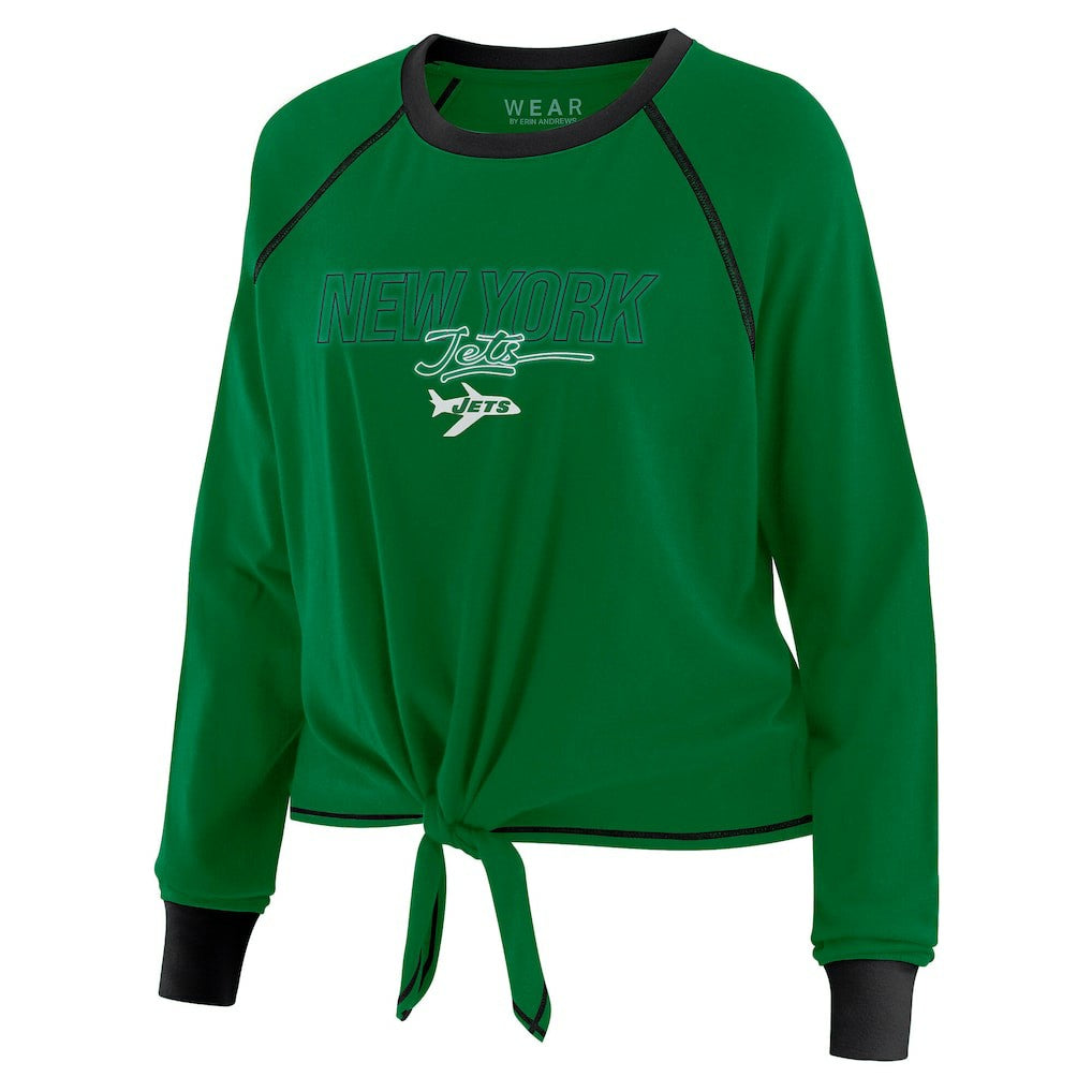 New York Jets WEAR by Erin Andrews Women's Tie-Front Long Sleeve T-Shirt - Green - NFL