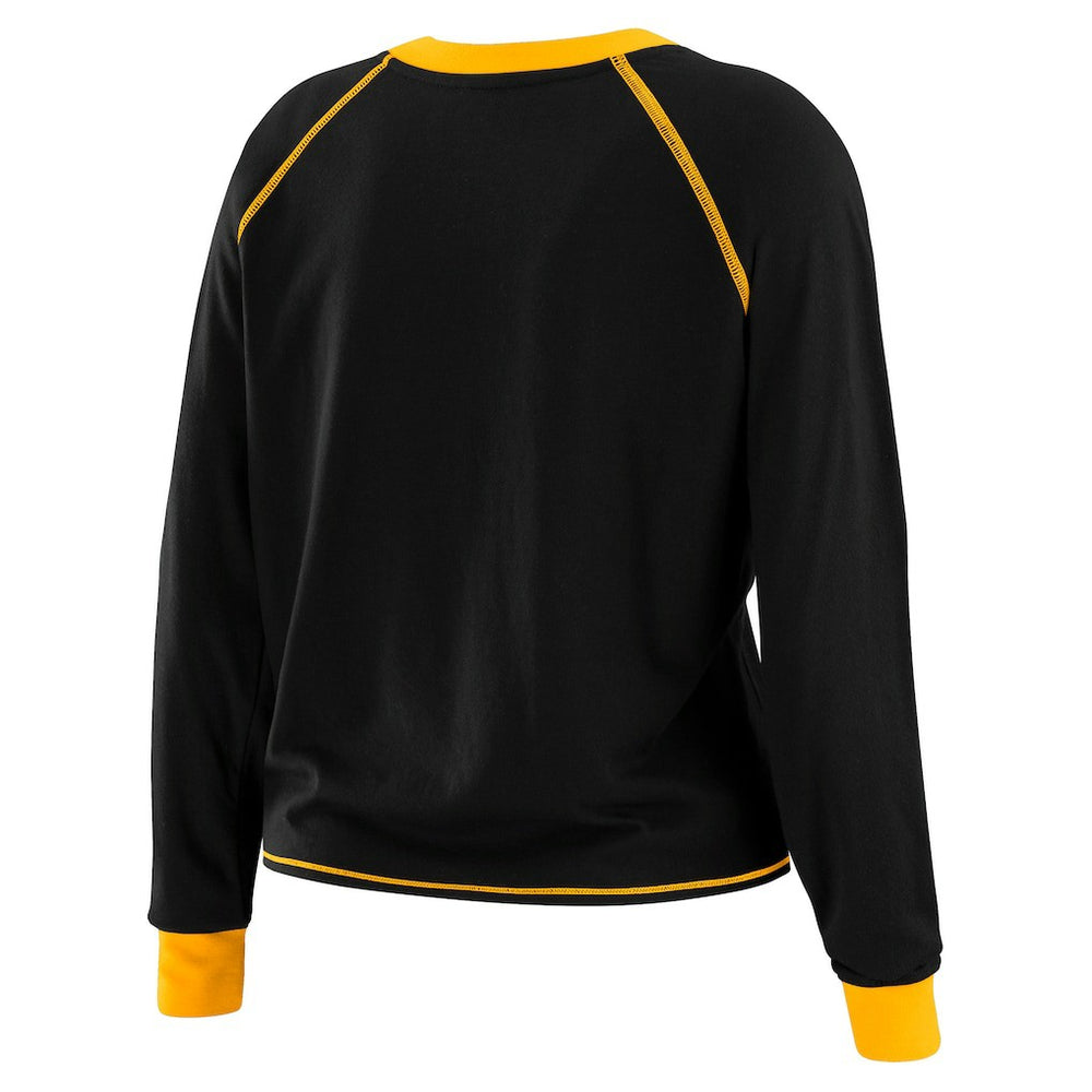 Pittsburgh Steelers WEAR by Erin Andrews Women's Tie-Front Long Sleeve T-Shirt - Black - NFL