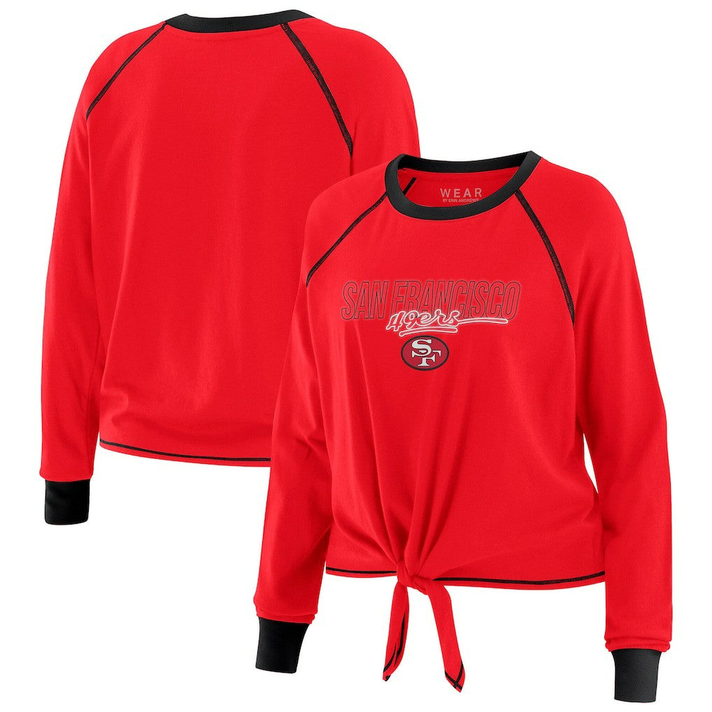 San Francisco 49ers WEAR by Erin Andrews Women's Tie-Front Long Sleeve T-Shirt - Scarlet - NFL