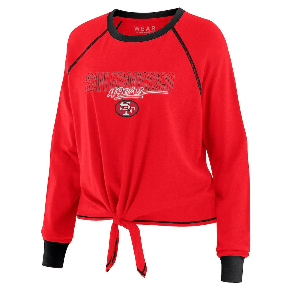 San Francisco 49ers WEAR by Erin Andrews Women's Tie-Front Long Sleeve T-Shirt - Scarlet - NFL