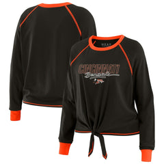 Cincinnati Bengals WEAR by Erin Andrews Women's Tie-Front Long Sleeve T-Shirt - Black - NFL