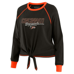 Cincinnati Bengals WEAR by Erin Andrews Women's Tie-Front Long Sleeve T-Shirt - Black - NFL