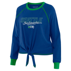 Seattle Seahawks WEAR by Erin Andrews Women's Tie-Front Long Sleeve T-Shirt - Royal - NFL