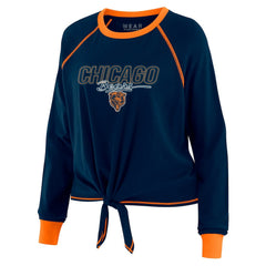 Chicago Bears WEAR by Erin Andrews Women's Tie-Front Long Sleeve T-Shirt - Navy - NFL