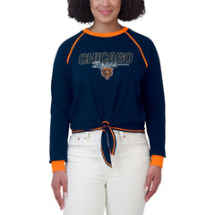 Chicago Bears WEAR by Erin Andrews Women's Tie-Front Long Sleeve T-Shirt - Navy - NFL