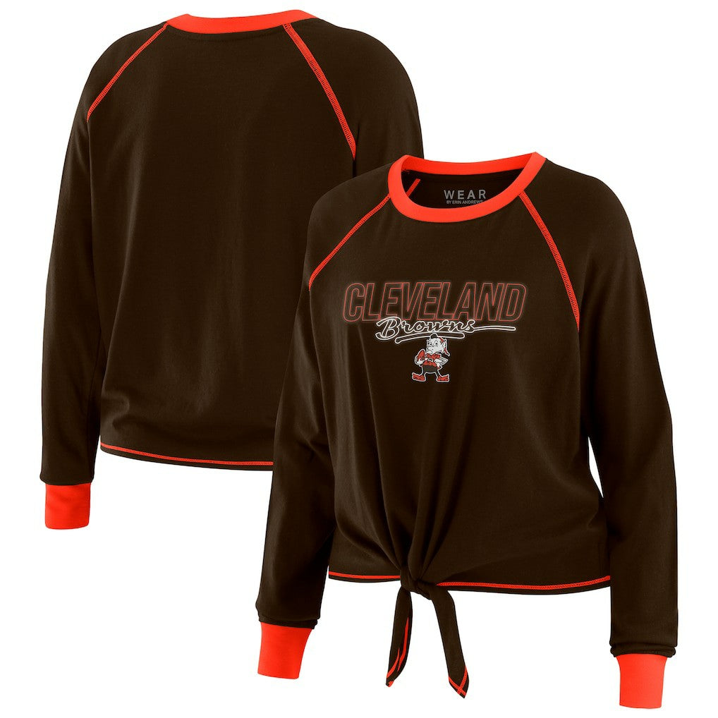 Cleveland Browns WEAR by Erin Andrews Women's Tie-Front Long Sleeve T-Shirt - Brown - NFL