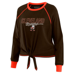 Cleveland Browns WEAR by Erin Andrews Women's Tie-Front Long Sleeve T-Shirt - Brown - NFL