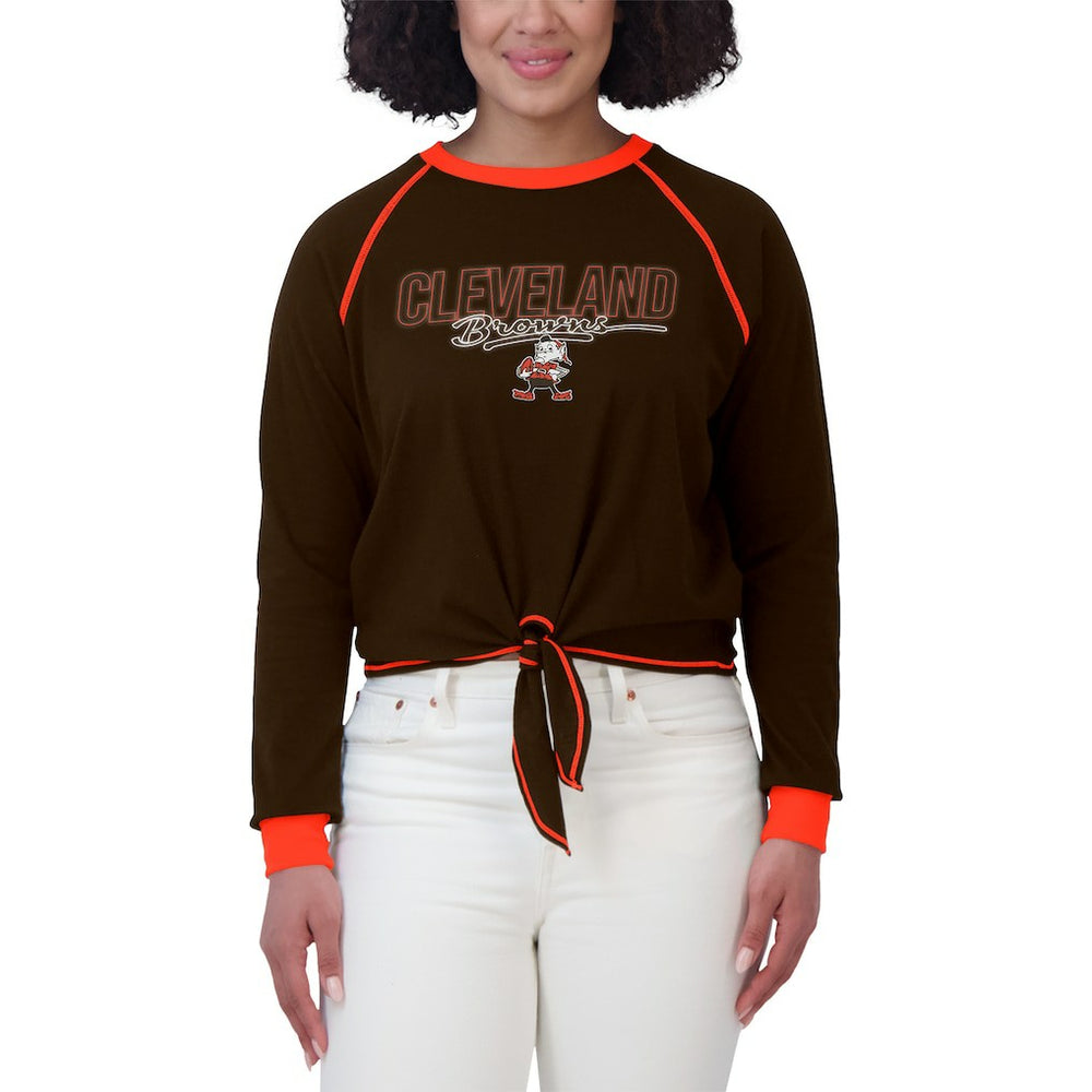 Cleveland Browns WEAR by Erin Andrews Women's Tie-Front Long Sleeve T-Shirt - Brown - NFL