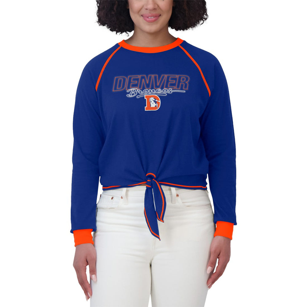 Denver Broncos WEAR by Erin Andrews Women's Tie-Front Long Sleeve T-Shirt - Royal - NFL