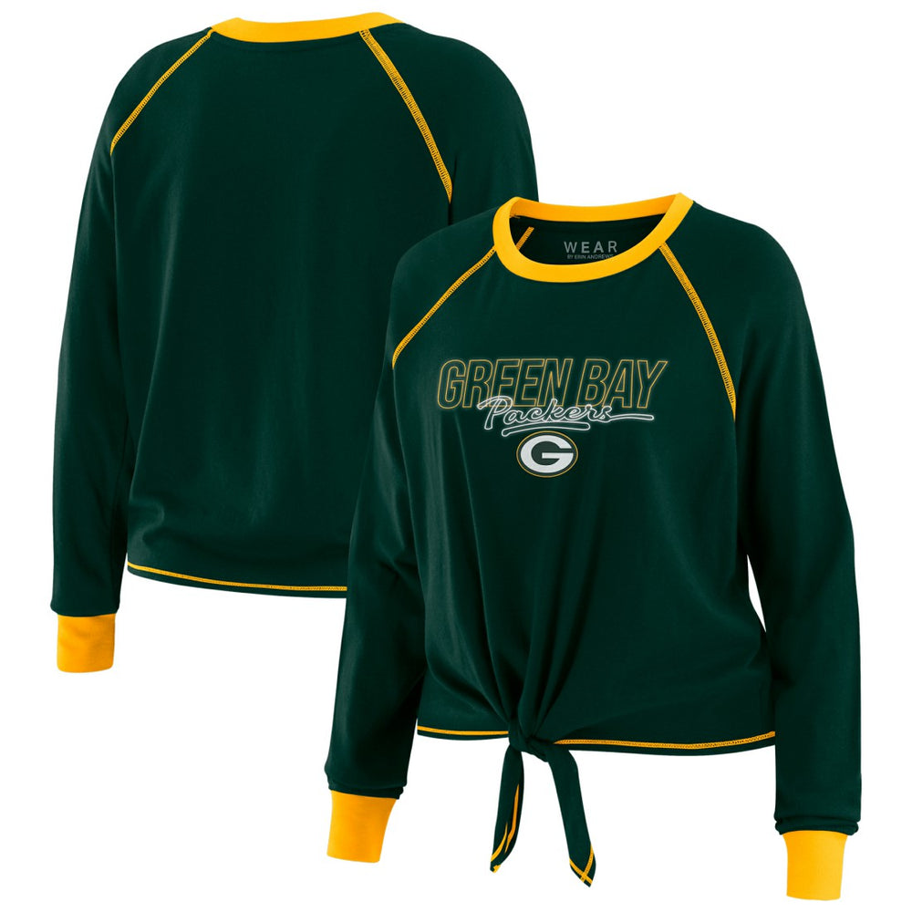 Green Bay Packers WEAR by Erin Andrews Women's Tie-Front Long Sleeve T-Shirt - Green - NFL